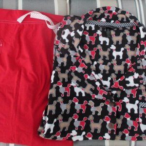 Soma Intimates Pajama Set Large Poodles Dogs PJ's Black Red Soft Pockets